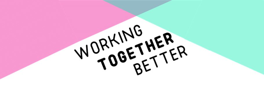 Working Together Better Partnership logo with black text and colourful graphic shapes